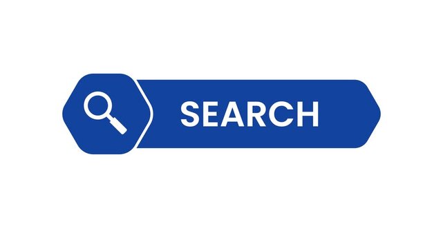 Animated search bar button with magnifying glass icon