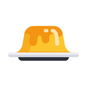 Minimal 2D vector illustration of Malva Pudding in flat icon style on a plain white background.