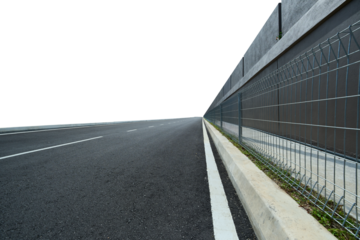 Empty asphalt highway road extending into blank copy space
