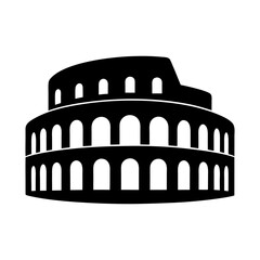 Colosseum Rome Italy Flat Icon on White Background.