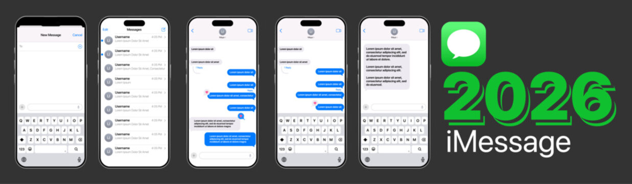 iMessage Mobile App Interface Mockup, Chat Screen, Messaging and Text UI on iPhone 2026