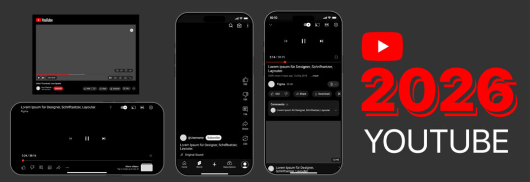 YouTube Mobile App Interface Mockup, Video Player, Feed and Comment Section on iPhone 2026