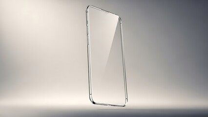 Transparent smartphone outline design futuristic tech concept display.