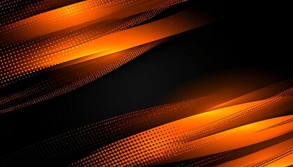 Glowing orange and black abstract with halftone streaks and motion depth