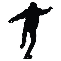 Silhouette of Person Ice Skating on White