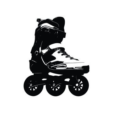 Black and white inline roller skate silhouette