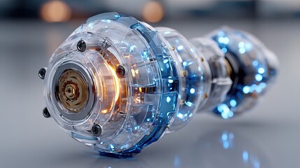 Futuristic Transparent Internal Gear Mechanism Detailed Engineering Component Illustration