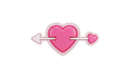 Pink Heart pierced by an Arrow