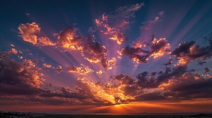 Dramatic Colorful Sky With Clouds And Sunlight Landscape Impression