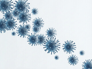 Virus particles with copy space for healthcare design