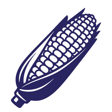 illustration of a corn on the cob with leaves  food icon