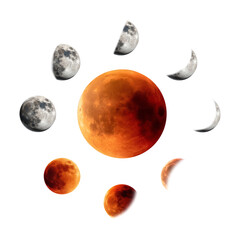 Phases of the Moon and Lunar Eclipse Composite