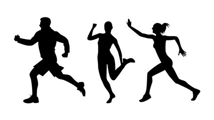 Silhouettes of runners