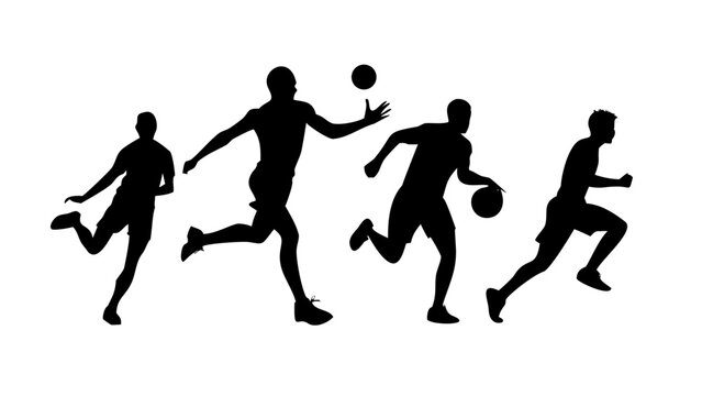 Silhouettes of athletes in action