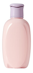pink bottle of lotion on white background
