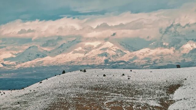 winter landscape with snow covered mountains