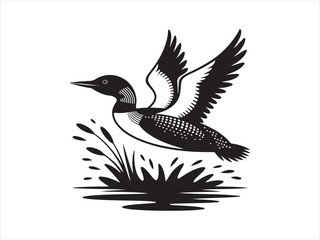 Fototapeta premium Vector bird loon fly wildlife animal drawing icon silhouette