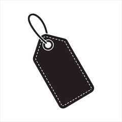 Fototapeta premium Price tag icon, Price Tag Icon Black Vector silhouette. Minimalist black tag with loop for labels or pricing 