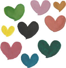 Colorful Hand-Drawn Hearts Set