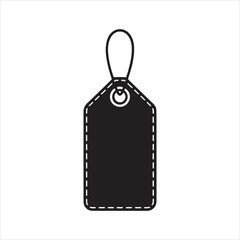 Fototapeta premium Price tag icon, Price Tag Icon Black Vector silhouette. Minimalist black tag with loop for labels or pricing 