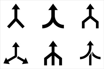 Merge arrow linear icon set. Upward arrow. Representing unity on white background