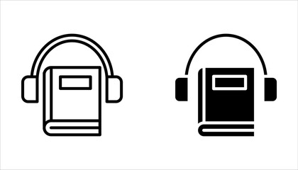 Obraz premium Audiobook icon set design for signs, logo, apps or website on white background