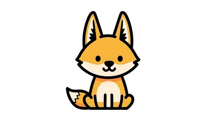 Fototapeta premium Cute Cartoon Fox Illustration Sitting Down.