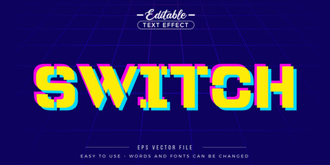 Glitch switch text, editable text effect.