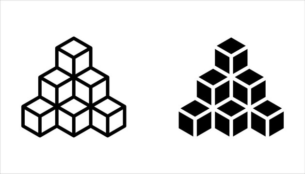Cube Icon vector illustration, 3d cube icon set, Rubik cube icon on white background