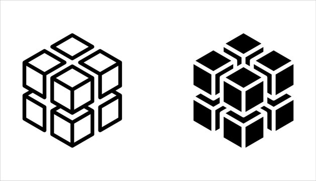 Cube Icon vector illustration, 3d cube icon set, Rubik cube icon on white background