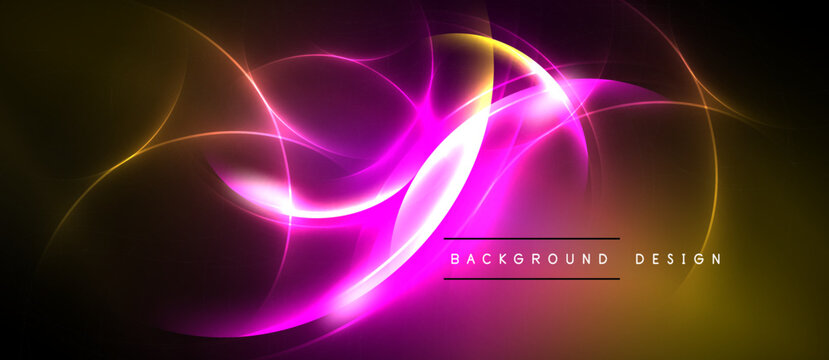 Abstract vibrant energy flows. Pink, yellow hues blend against dark backdrop. Modern design element for digital projects.