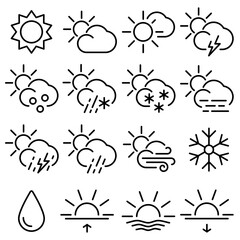 Weather Essentials Icon Set Outline Style (Part 2)