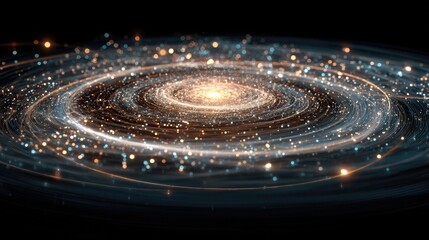 Atomic orbit quantum motif particle ring structure energy levels and nucleus path abstract scientific background ideal for physics or space-related visuals