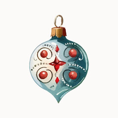 Christmas vector illustration of New Year's blue tree toy, decoration, ornament