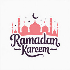 Obraz premium A Ramadan Kareem greeting card with a mosque and crescent moon