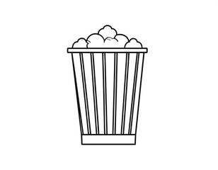Monochrome illustration of a popcorn bucket overflowing with fluffy snack