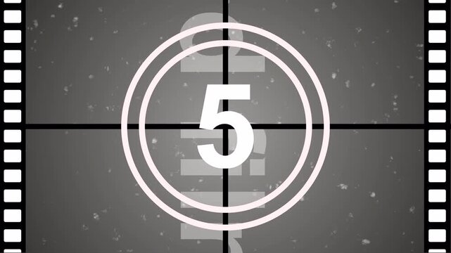 10 seconds old film countdown timer animation, retro wipe rolling effect. Countdown movie from 10 to 0 number. Video 4k