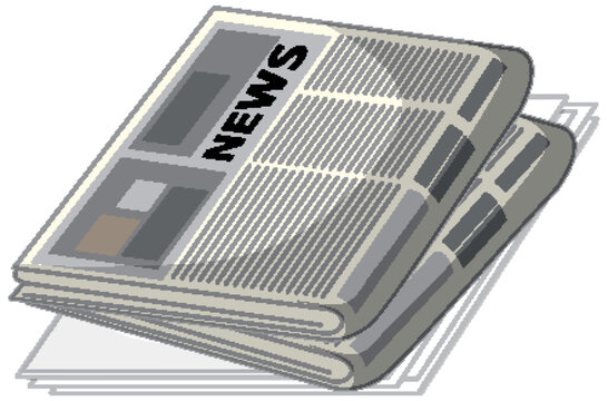 Folded Newspaper with Headline in Vector Illustration Style