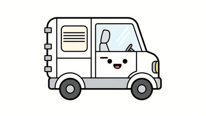 Cartoon Delivery Van with Smiling Face.
