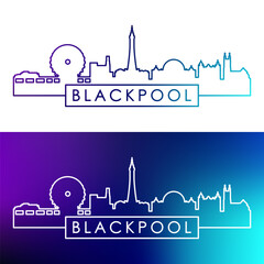 Blackpool skyline. Colorful linear style. Single line. Editable vector file.