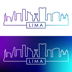 Lima skyline. Colorful linear style. Single line. Editable vector file.