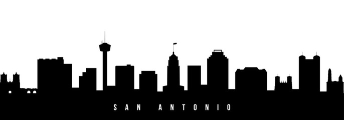Vector silhouette illustration of San Antonio City urban skyline. Modern minimalist cityscape graphic, perfect for travel, banners or backgrounds.