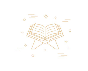 Open Book on Rehal Stand  Minimalist Line Art Illustration