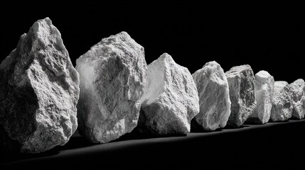 Raw Minimalist Limestone Rock Formation on Dark Studio Background