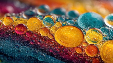 Abstract Macro Colorful Oil and Water Droplet Art Background Texture