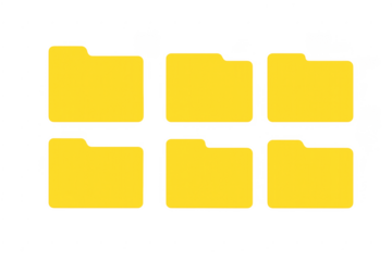 Yellow folder icons representing digital data organization and storage