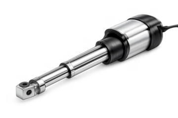 Linear actuator, cylinder, electric rod on transparent background design.