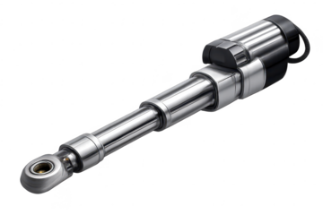 Silver Actuator with End Eye Fitting on transparent background studio shot