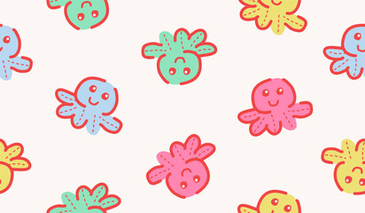 Cute octopus pattern background vector design © rupa