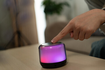 Cheerful woman use smartphone, enjoy personal chat exchanges messages through mobile application, learn new AI platform for business or fun, distracted from workflow on laptop in workplace.